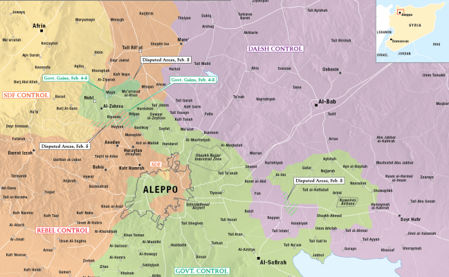 Mapka bitvy o Aleppo